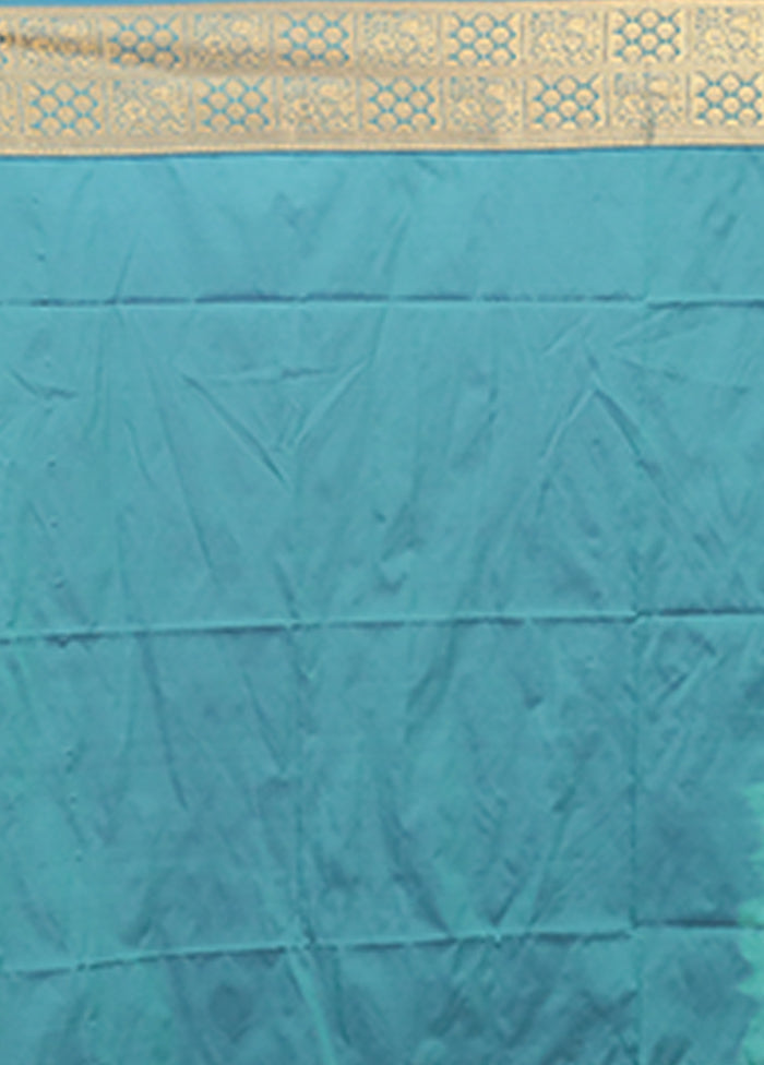 Blue Kanjivaram Silk Saree With Blouse Piece