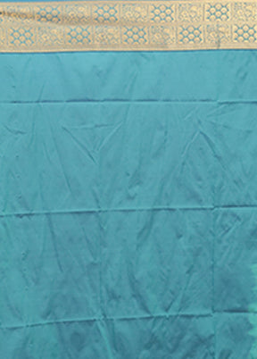 Blue Kanjivaram Silk Saree With Blouse Piece