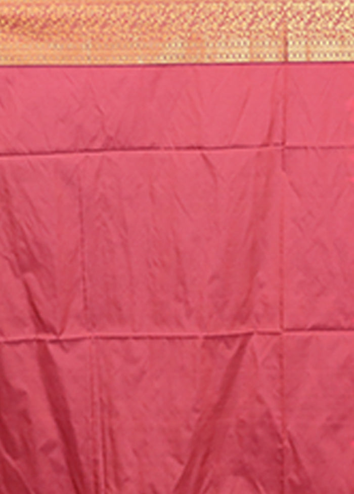 Pink Kanjivaram Silk Saree With Blouse Piece