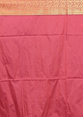 Pink Kanjivaram Silk Saree With Blouse Piece