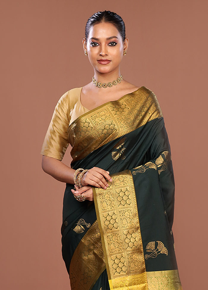 Blue Kanjivaram Silk Saree With Blouse Piece