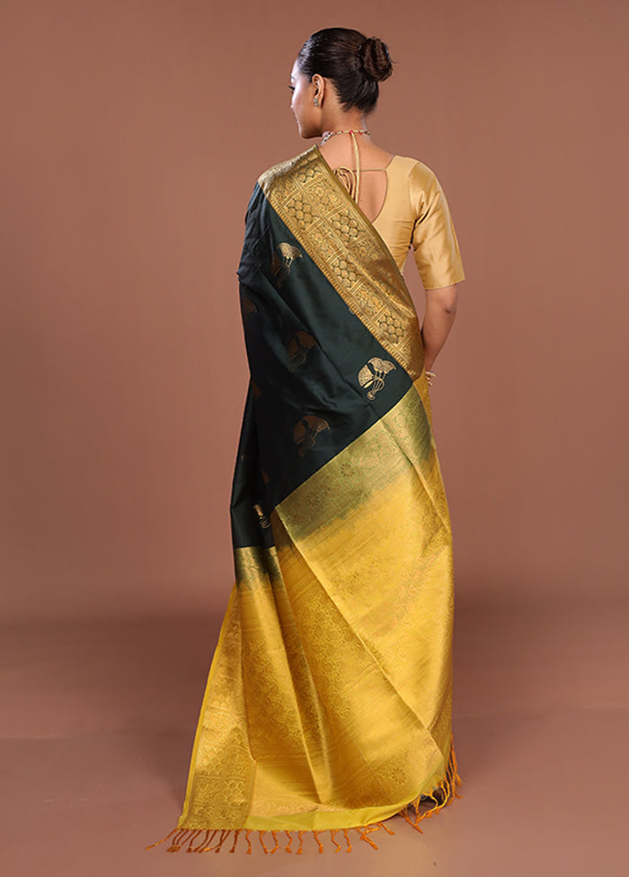 Blue Kanjivaram Silk Saree With Blouse Piece