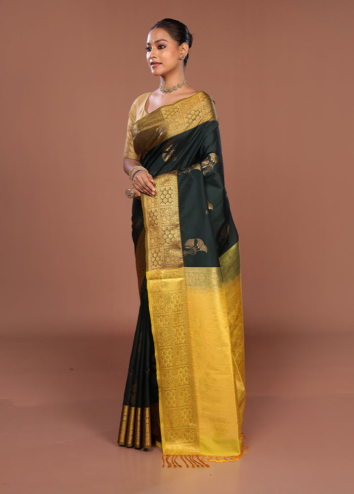 Blue Kanjivaram Silk Saree With Blouse Piece