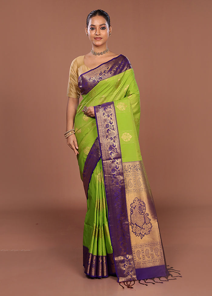 Green Kanjivaram Silk Saree With Blouse Piece