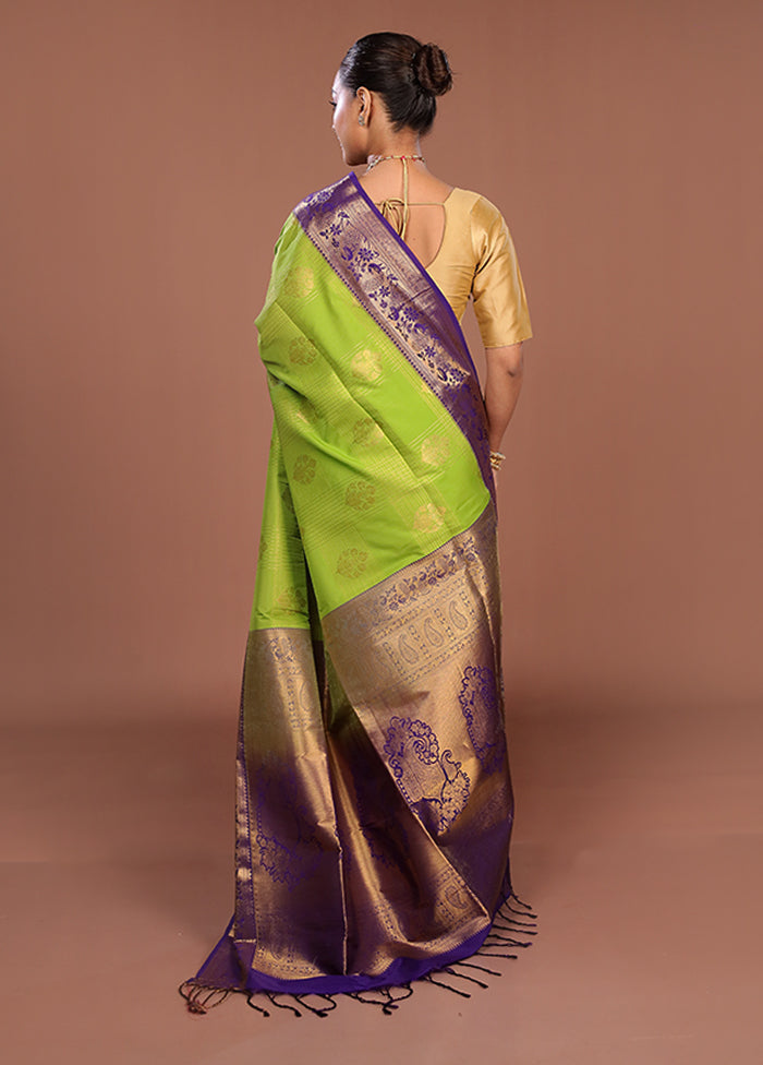 Green Kanjivaram Silk Saree With Blouse Piece