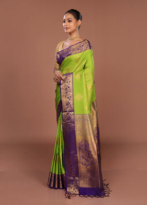 Green Kanjivaram Silk Saree With Blouse Piece