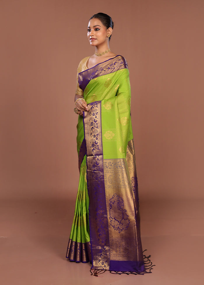 Green Kanjivaram Silk Saree With Blouse Piece