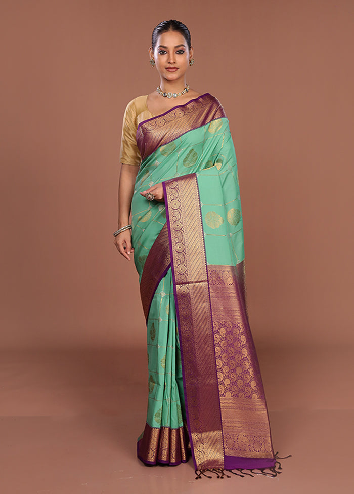 Green Kanjivaram Silk Saree With Blouse Piece