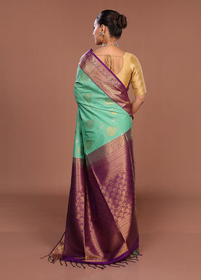 Green Kanjivaram Silk Saree With Blouse Piece