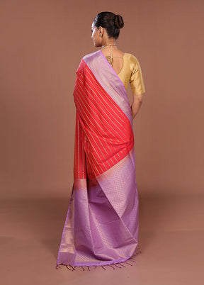 Red Kanjivaram Silk Saree With Blouse Piece