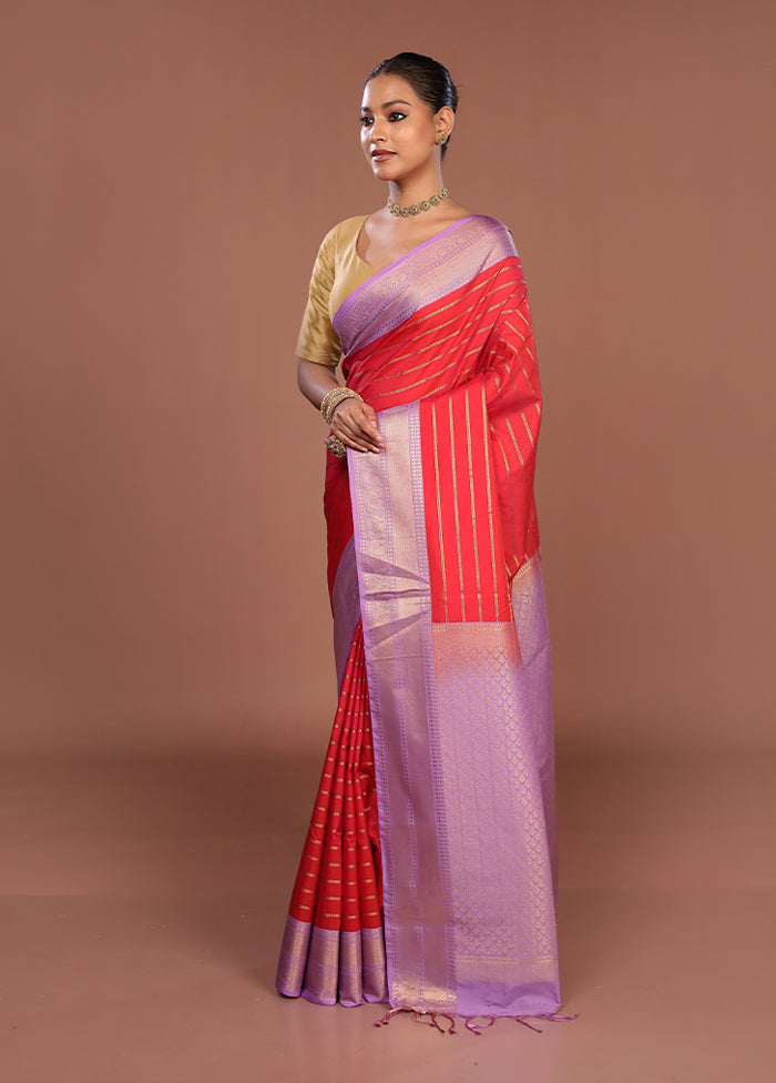 Red Kanjivaram Silk Saree With Blouse Piece
