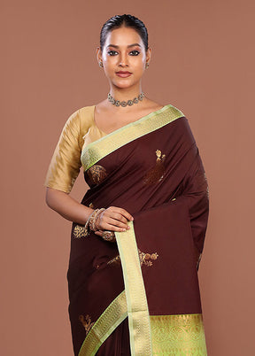 Maroon Kanjivaram Silk Saree With Blouse Piece