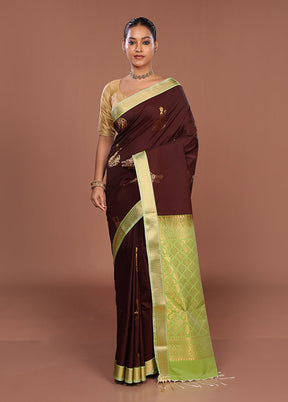 Maroon Kanjivaram Silk Saree With Blouse Piece