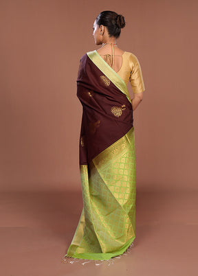Maroon Kanjivaram Silk Saree With Blouse Piece