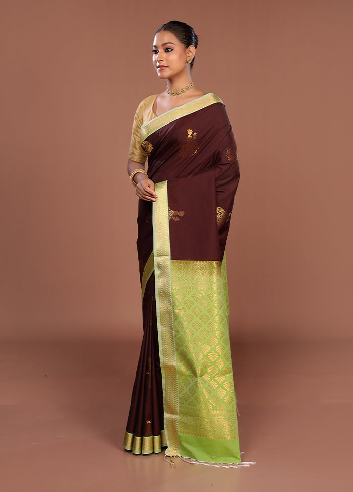 Maroon Kanjivaram Silk Saree With Blouse Piece
