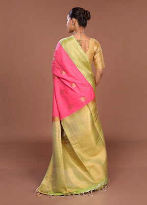Pink Kanjivaram Silk Saree With Blouse Piece