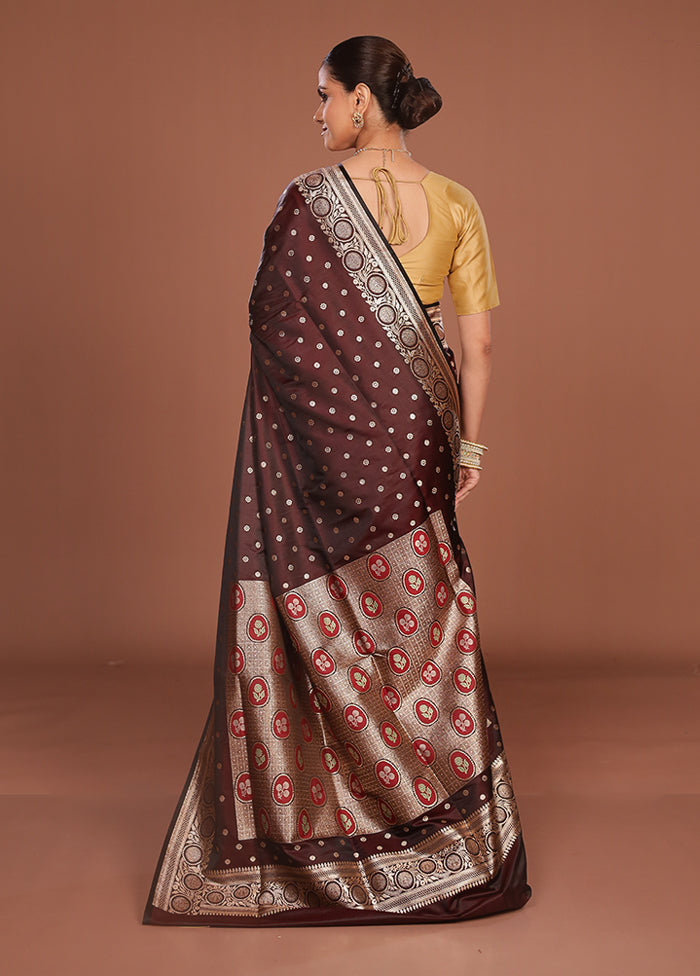 Maroon Banarasi Silk Saree With Blouse Piece