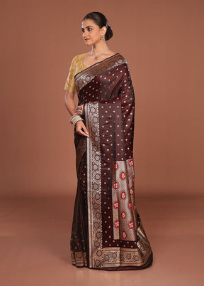 Maroon Banarasi Silk Saree With Blouse Piece
