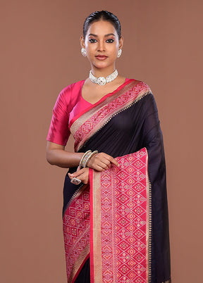 Blue Dupion Silk Saree With Blouse Piece