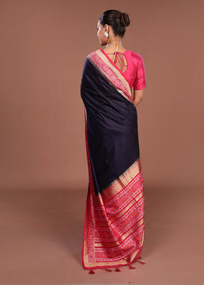 Blue Dupion Silk Saree With Blouse Piece