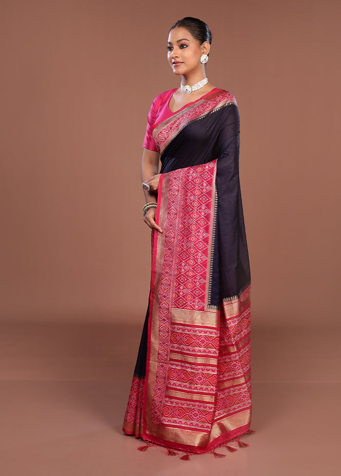 Blue Dupion Silk Saree With Blouse Piece