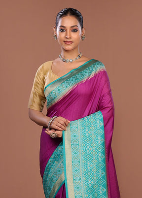 Purple Dupion Silk Saree With Blouse Piece