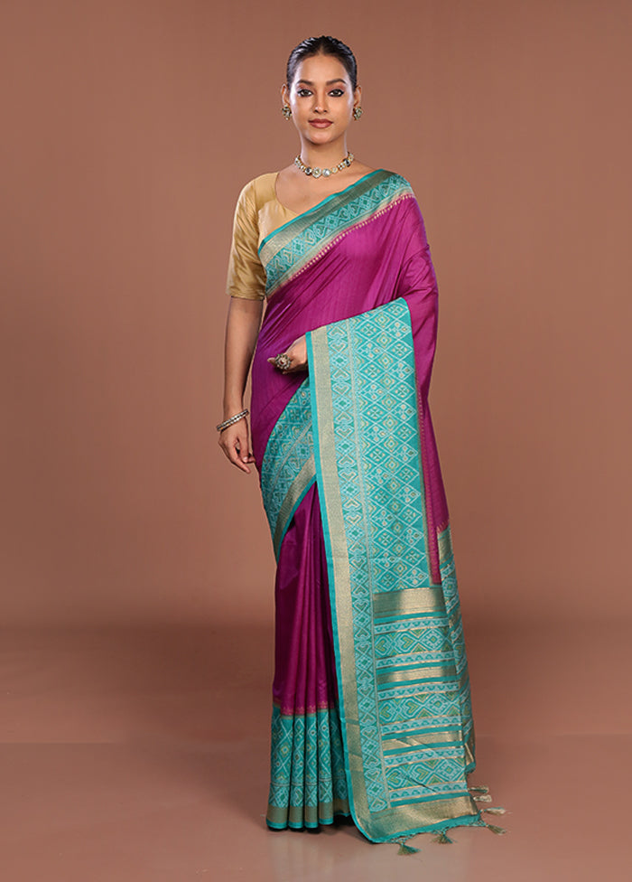 Purple Dupion Silk Saree With Blouse Piece