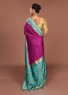 Purple Dupion Silk Saree With Blouse Piece