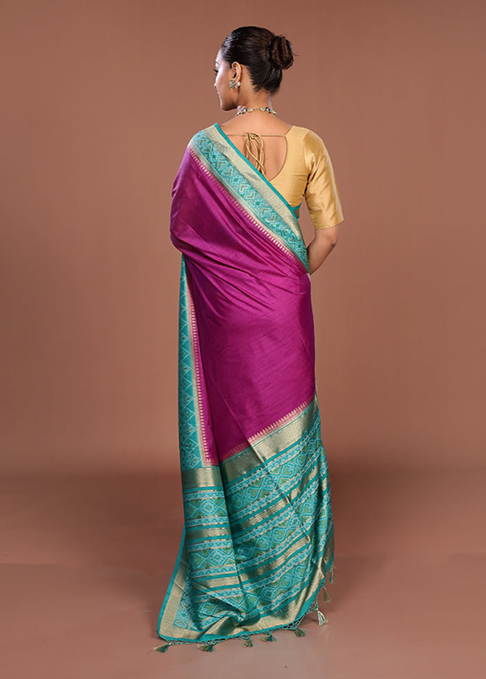Purple Dupion Silk Saree With Blouse Piece
