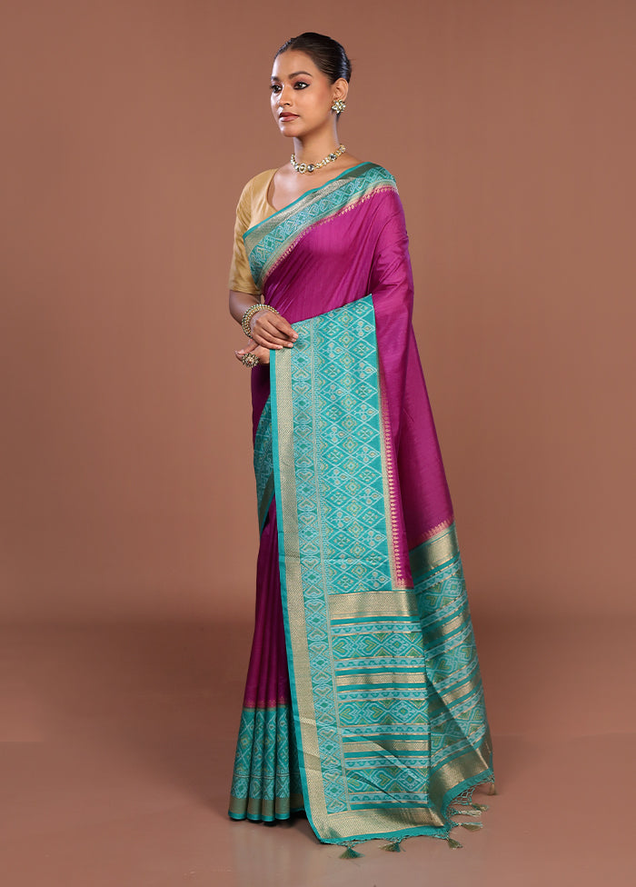 Purple Dupion Silk Saree With Blouse Piece