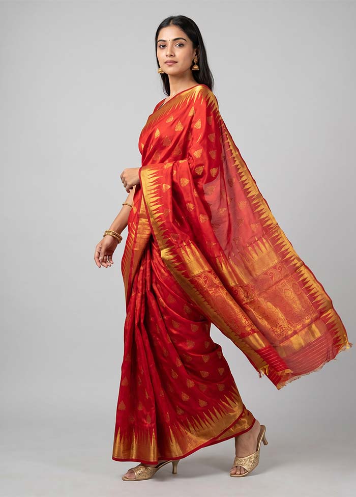 Green Dupion Silk Saree With Blouse Piece