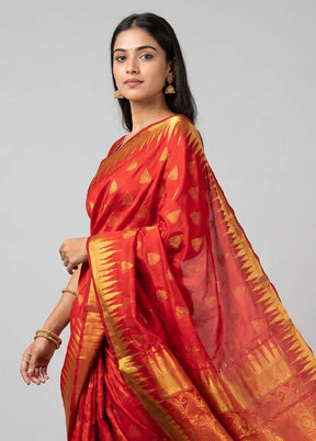 Green Dupion Silk Saree With Blouse Piece