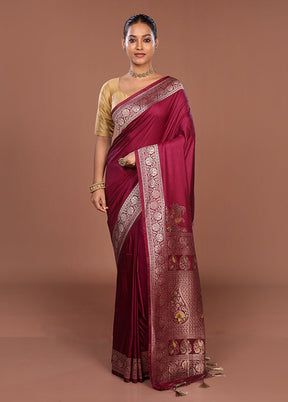 Purple Dupion Silk Saree With Blouse Piece