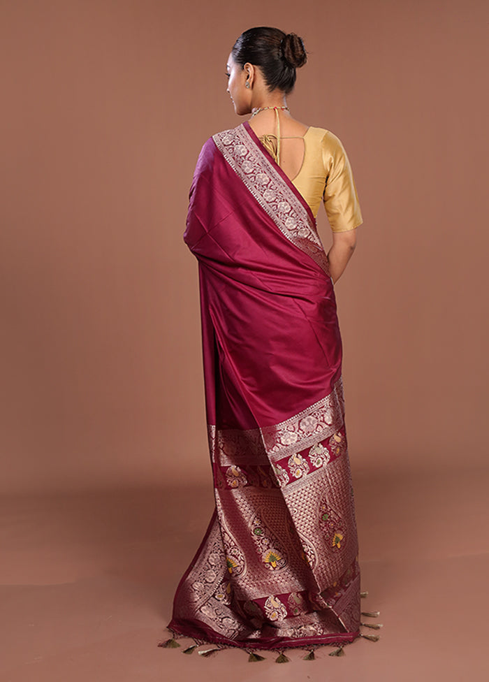 Purple Dupion Silk Saree With Blouse Piece