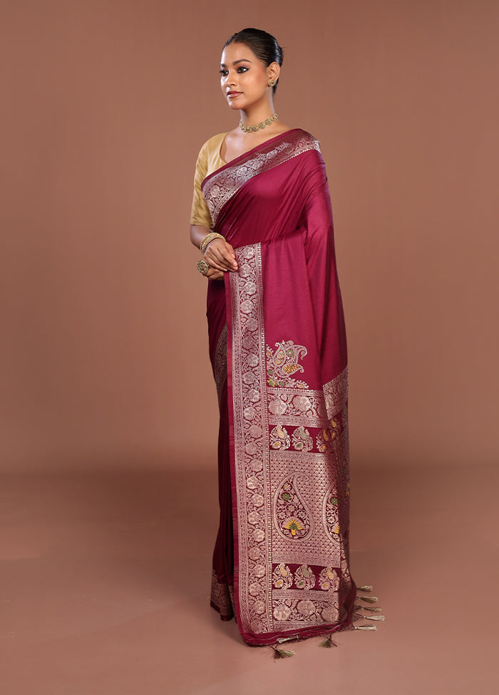 Purple Dupion Silk Saree With Blouse Piece