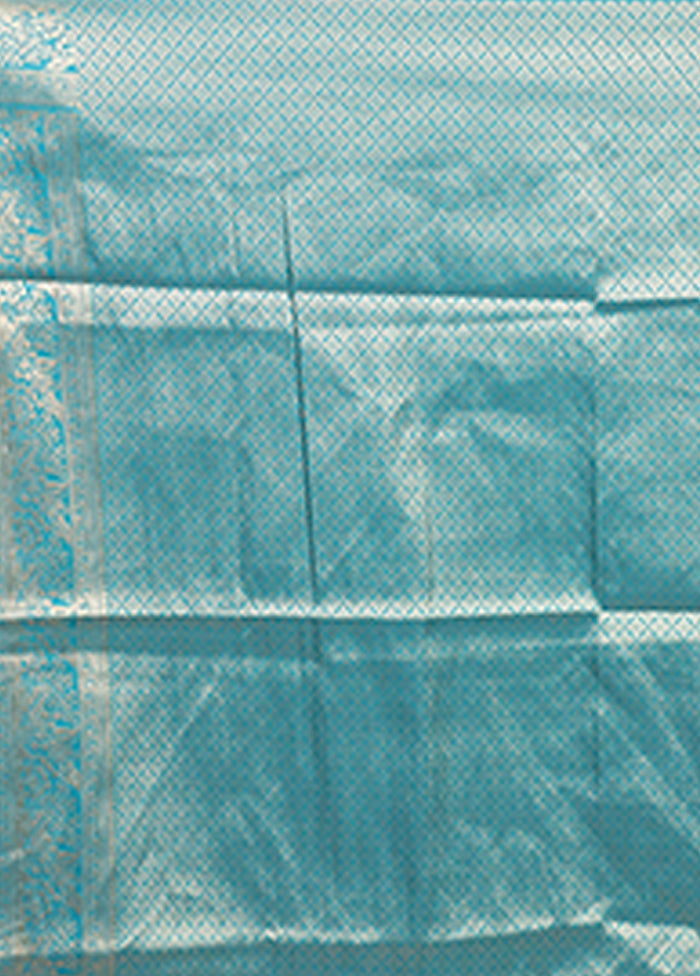 Blue Dupion Silk Saree With Blouse Piece