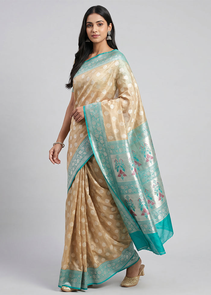 Cream Dupion Silk Saree With Blouse Piece