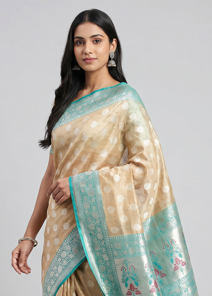 Cream Dupion Silk Saree With Blouse Piece