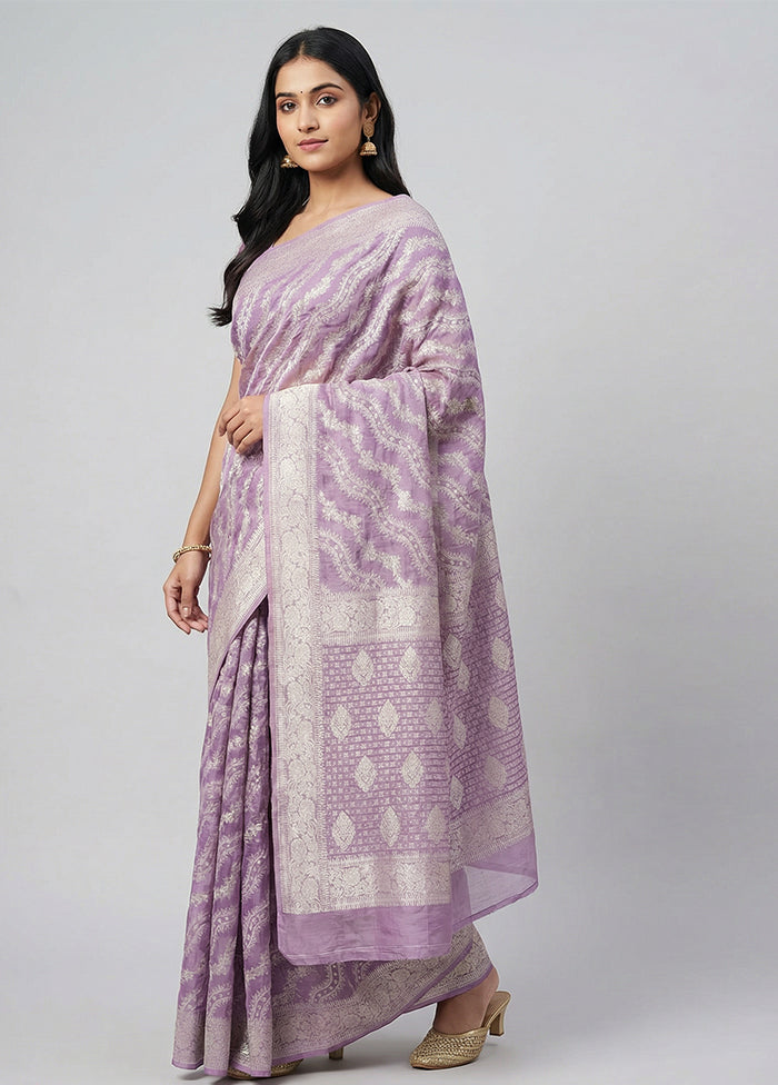 Purple Georgette Saree With Blouse Piece