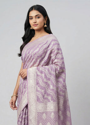 Purple Georgette Saree With Blouse Piece