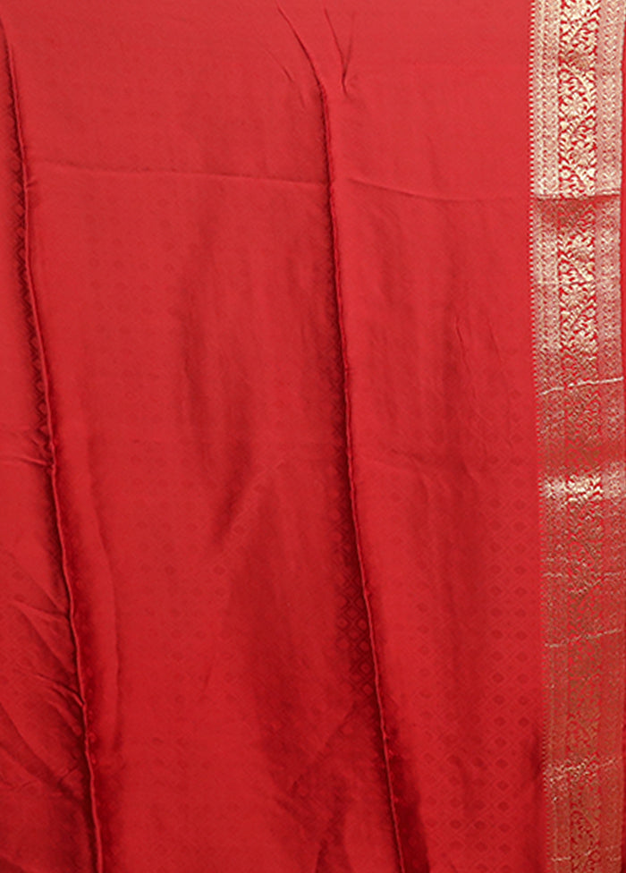 Red Dupion Silk Saree With Blouse Piece
