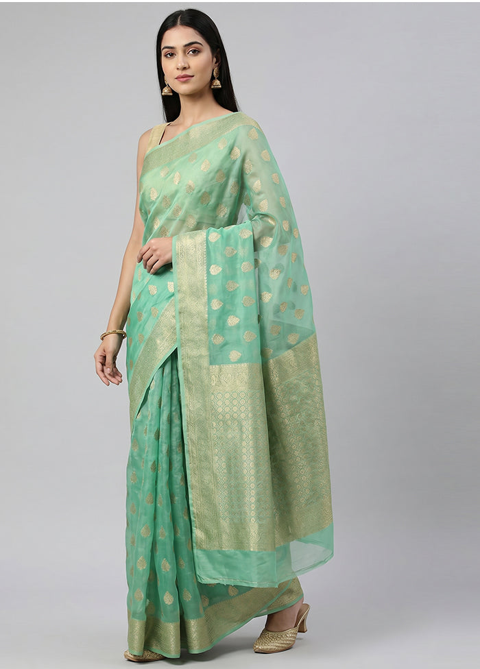 Blue Dupion Silk Saree With Blouse Piece