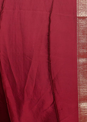 Maroon Dupion Silk Saree With Blouse Piece