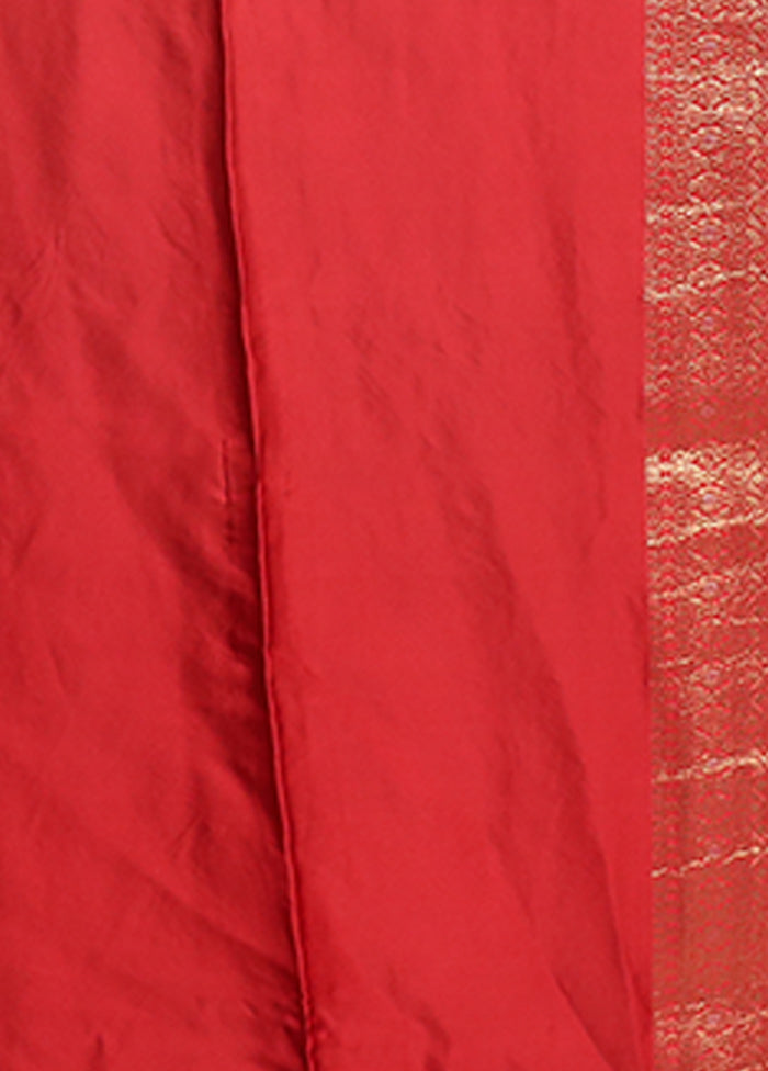 Red Dupion Silk Saree With Blouse Piece