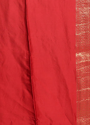 Red Dupion Silk Saree With Blouse Piece