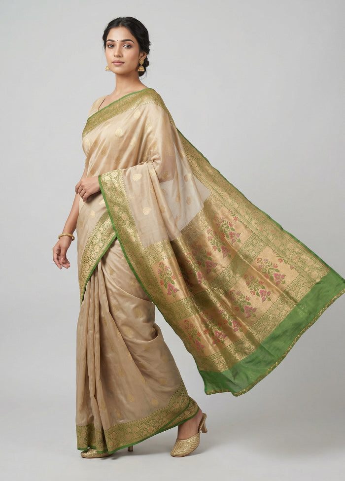 Cream Dupion Silk Saree With Blouse Piece