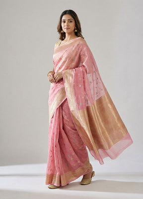 Pink Organza Saree With Blouse Piece
