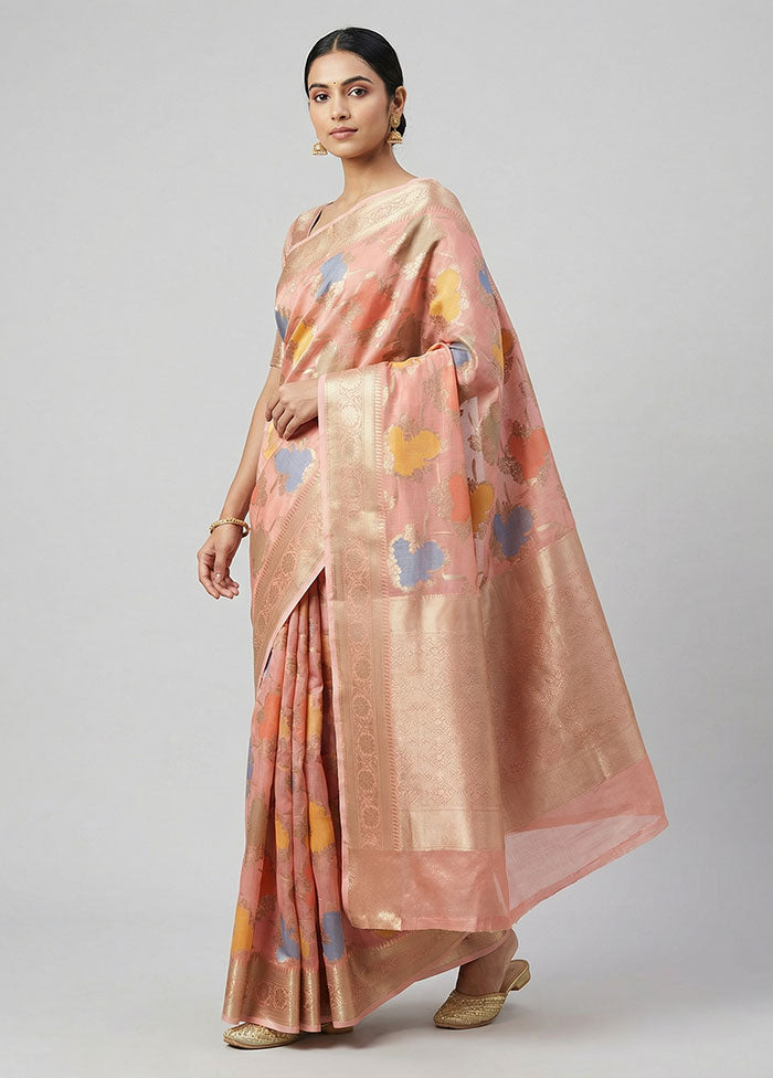 Pink Organza Saree With Blouse Piece