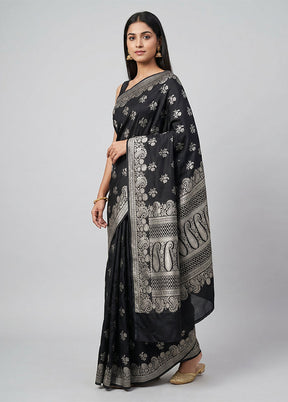 Black Uppada Silk Saree With Blouse Piece