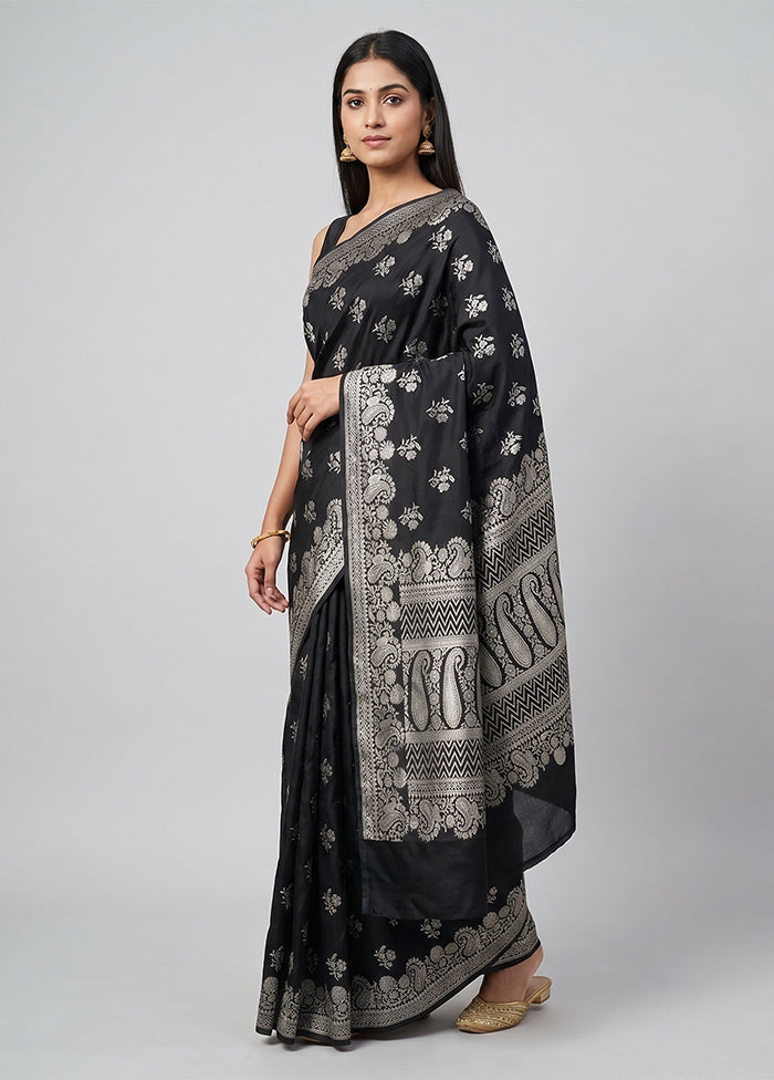 Black Uppada Silk Saree With Blouse Piece
